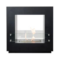 Zwarte 2-zijdige vrijstaande bio-ethanol haard