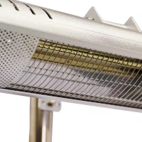 Zilveren terrasverwarmer voor op de vloer