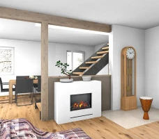 Glow Fire Lessing - Motor 56-600 | Vrijstaande Waterdamphaard met Verwarming, 90 cm x 110 cm x 35 cm