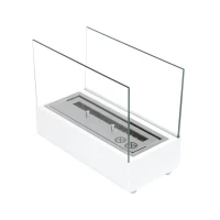 Witte tafel biohaard met een ingebouwde brander.