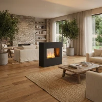 Goethe Zwart OMC 600 – Realistische Vlam, Milieuvriendelijk Ontwerp, Vrijstaand (Zwart)