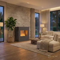 Goethe Grijs OMC 600 – Realistische Vlam, Milieuvriendelijk Ontwerp, Vrijstaand (Grijs)