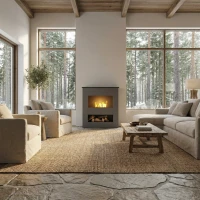 Brecht Grijs - OMC 600 Elektrische Waterdamphaard – Realistische Vlam, Milieuvriendelijk Ontwerp, Vrijstaand