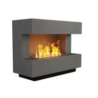 Kant Grijs - OMC 600 Vrijstaande Waterdamphaard van Glow Fire – Realistisch Vlam Effect, Geen Warmte, Grijs Ontwerp