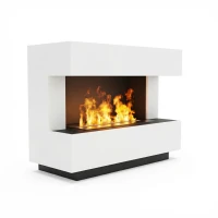 Kant Wit - OMC 600 Elektrische Haard - Realistische Vlam, Milieuvriendelijk, Vrijstaand Ontwerp
