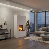 Glow Fire Tucholsky Linkszijdig Wit - OMC 600 | Vrijstaande Waterdamphaard, Wit, 91 cm x 150 cm x 35 cm