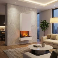 Glow Fire H&ouml;lderlin Hoge Witte OMC 600 Waterdamp-wandhaard &ndash; Realistisch Vlam Effect