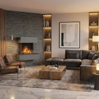 H&ouml;lderlin Grijze OMC 600 Waterdamp-wandhaard met realistische waterdampvlammen