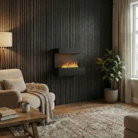 ScandiFlames Electric Late Zwarte Wandhaard Opti-Myst