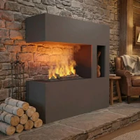 Schiller Pocket Grijs - OMC 600 Vrijstaande Waterdamphaard – Realistische Vlam, Milieuvriendelijk Ontwerp