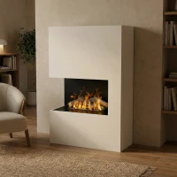 Glow Fire Tucholsky Rechtszijdig - OMC 600 | Vrijstaande Waterdamphaard, Grijs, 91 cm x 150 cm x 35 cm