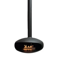 Icon Fires The ICONIC grote zwarte aan het plafond gemontuurde bio-ethanol haard met een diamter van 90 cm
