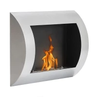 Ocean - Goedkope muur-hangende stalen biohaard. Capaciteit 0,7L bio-ethanol. Brandtijd 1-2 uur. Maat: 45 x 60 x 13,4 cm.