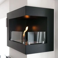 Hoekvormige bio-ethanol haard om in te bouwen (50 cm)