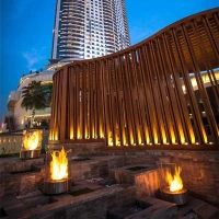 Cilindervormige biohaard met modern uiterlijke door glas en staal.