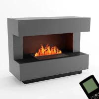 Kant Grijs - OMC 600 Vrijstaande Waterdamphaard van Glow Fire &ndash; Realistisch Vlam Effect, Geen Warmte, Grijs Ontwerp