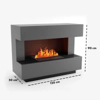 Kant Grijs - OMC 600 Vrijstaande Waterdamphaard van Glow Fire &ndash; Realistisch Vlam Effect, Geen Warmte, Grijs Ontwerp