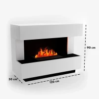 Kant Wit - OMC 600 Elektrische Haard - Realistische Vlam, Milieuvriendelijk, Vrijstaand Ontwerp