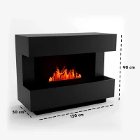 Kant Zwart - OMC 600 Vrijstaande Waterdamphaard door Glow Fire &ndash; Realistisch Vlam Effect, Geen Warmte, Zwart Design