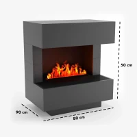 Glow Fire Kleist Grijs - OMC 600 | Vrijstaande Waterdamphaard &ndash; Grijs, 90 cm x 50 cm x 80 cm