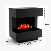 Glow Fire Kleist Zwart - OMC 600 | Vrijstaande waterdamphaard &ndash; Zwart, 90 cm x 50 cm x 80 cm