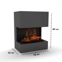 Glow Fire K&auml;stner Grijs - OMC 600 | Vrijstaande Waterdamphaard, 89 cm x 70 cm x 40 cm