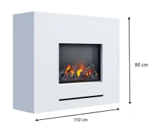 Glow Fire Lessing - Motor 56-600 | Vrijstaande Waterdamphaard met Verwarming, 90 cm x 110 cm x 35 cm