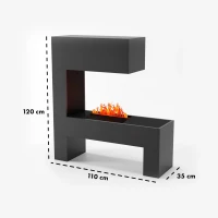 Glow Fire Mozart Grijs - OMC 600 | Vrijstaande Waterdamphaard, 120 cm x 110 cm x 35 cm