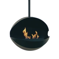 Eclipse Hanglamp - zwarte ronde plafondhangende bio-ethanol haard van Nordlys Denmark