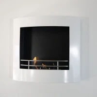 Muur-hangende bio-ethanol haard in wit