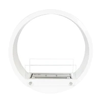 Witte, ronde biohaard voor inbouw met een brandtijd van ca. 4 uur.