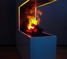 Glow Fire Schiller Wit - OMC 600 | Vrijstaande Waterdamphaard, 120 cm x 120 cm x 38 cm