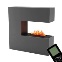 Glow Fire Schiller Grijs - OMC 600 | Vrijstaande Waterdamphaard, 120 cm x 120 cm x 38 cm