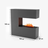 Glow Fire Schiller Grijs - OMC 600 | Vrijstaande Waterdamphaard, 120 cm x 120 cm x 38 cm