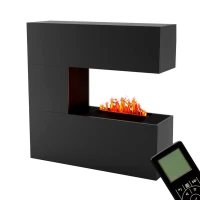 Glow Fire Schiller Zwart- OMC 600 | Vrijstaande Waterdamphaard, 120 cm x 120 cm x 38 cm