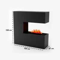 Glow Fire Schiller Zwart- OMC 600 | Vrijstaande Waterdamphaard, 120 cm x 120 cm x 38 cm
