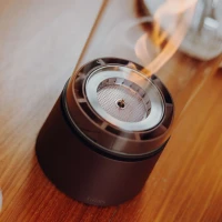 H&ouml;fats SPIN Air 1200 oxyde rood bio-ethanol tafelhaard met hoog cilindervormig glas