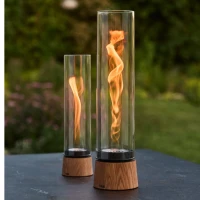 H&ouml;fats SPIN Air 900 eikenhouten bio-ethanol tafelhaard met hoog cilindervormig glas