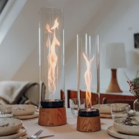 H&ouml;fats SPIN Air 900 eikenhouten bio-ethanol tafelhaard met hoog cilindervormig glas