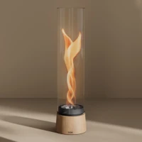 H&ouml;fats SPIN Air 900 eikenhouten bio-ethanol tafelhaard met hoog cilindervormig glas