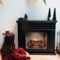 TAGU Larsen elektrische haard &ndash; zwart, vrijstaand, met PowerFlame 1 of 2 inzethaard
