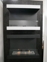 Dakota - Zwarte driezijdige muurhangende biohaard 80cm