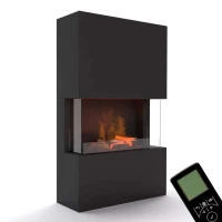 Glow Fire Tucholsky 3-zijdig Zwart - OMC 600 | Vrijstaande Waterdamphaard, Zwart, 91 cm x 150 cm x 35 cm