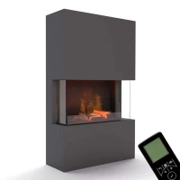 Glow Fire Tucholsky 3-zijdig Grijs - OMC 600 | Vrijstaande Waterdamphaard, Grijs, 91 cm x 150 cm x 35 cm