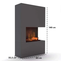 Glow Fire Tucholsky Linkszijdig Grijs - OMC 600 | Vrijstaande Waterdamphaard, Grijs, 91 cm x 150 cm x 35 cm