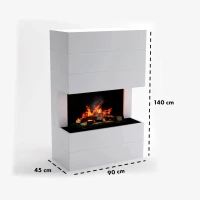 Glow Fire Tucholsky 3-zijdig Wit - OMC 600 | Vrijstaande Waterdamphaard, Wit, 91 cm x 150 cm x 35 cm