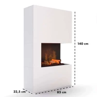 Glow Fire Tucholsky Linkszijdig Wit - OMC 600 | Vrijstaande Waterdamphaard, Wit, 91 cm x 150 cm x 35 cm
