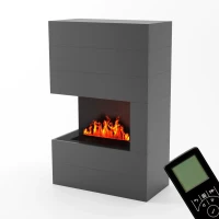 Glow Fire Tucholsky Rechtszijdig Grijs - OMC 600 | Vrijstaande Waterdamphaard, Grijs, 91 cm x 150 cm x 35 cm