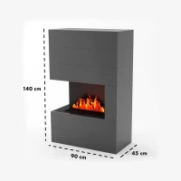 Glow Fire Tucholsky Rechtszijdig Grijs - OMC 600 | Vrijstaande Waterdamphaard, Grijs, 91 cm x 150 cm x 35 cm