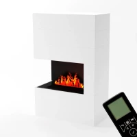 Glow Fire Tucholsky Rechtszijdig - OMC 600 | Vrijstaande Waterdamphaard, Grijs, 91 cm x 150 cm x 35 cm